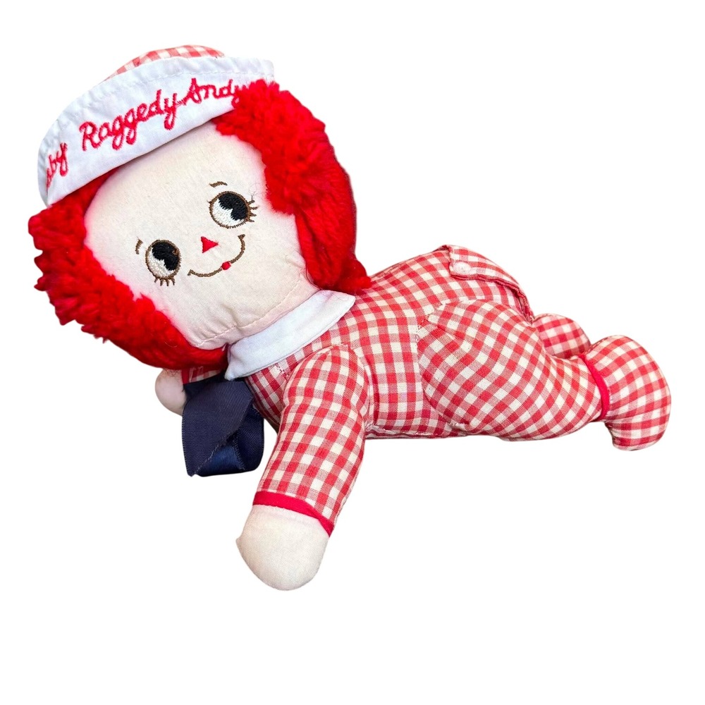 Vintage Applause Baby Raggedy Andy Plush Doll 15155 Gingham Crawling With Tags
